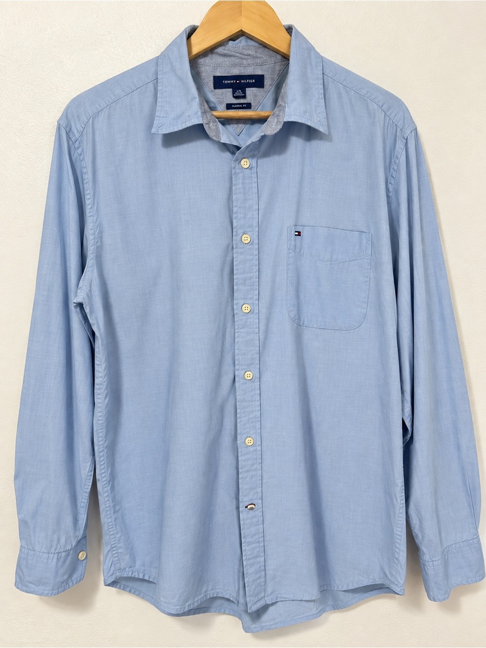 Tommy Hilfiger Pale Blue Long-Sleeve Button-Down Shirt